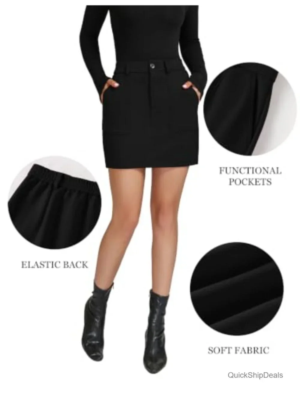 Faux Suede High Waist Pencil Skirt with Pockets